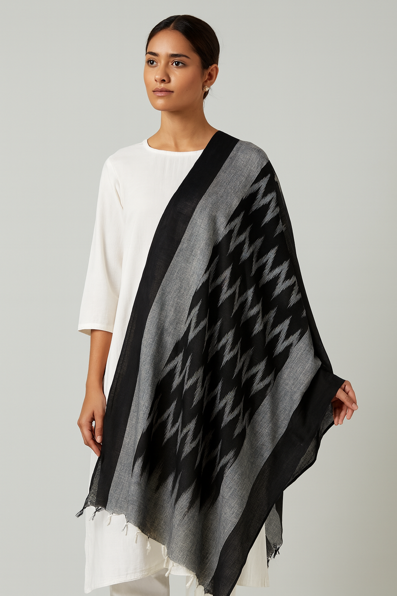 Handwoven Ikat Cotton Dupatta for Women –Soft Pure Cotton Dupatta | Lightweight Daily Wear & Ethnic Festive Dupatta