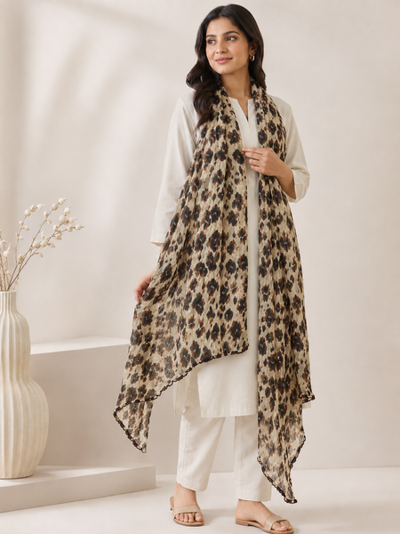 Premium Cotton Leopard Print Dupatta for Women