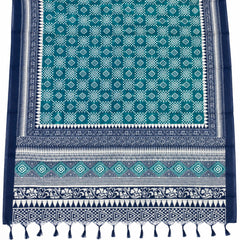 Women’s Art Silk Geometric Printed Dupatta with Contrast Border and Tassels