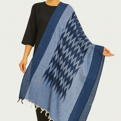 Handwoven Ikat Cotton Dupatta for Women –Soft Pure Cotton Dupatta | Lightweight Daily Wear & Ethnic Festive Dupatta