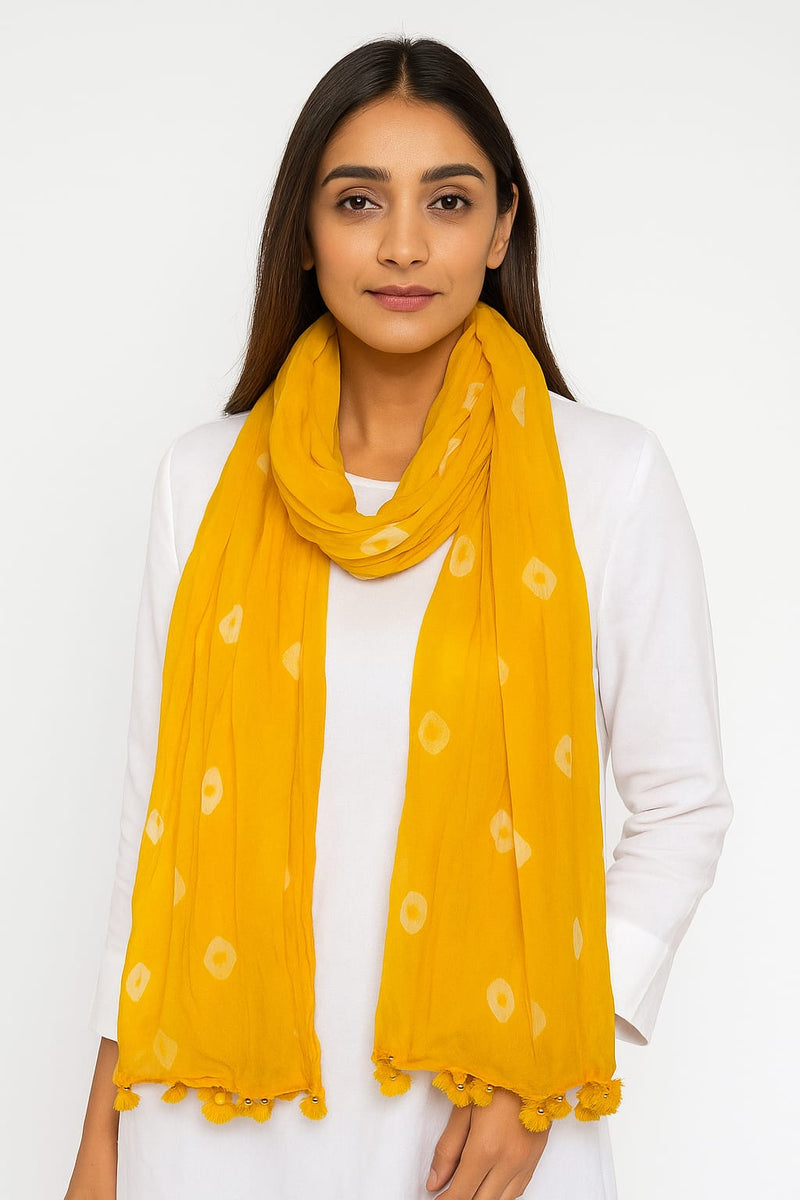 Elegant Chiffon Chunari Printed Dupatta with Tassels | Lightweight Festive Dupatta for Women