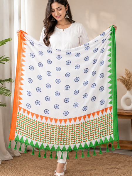 Tricolor Printed Dupatta for Women