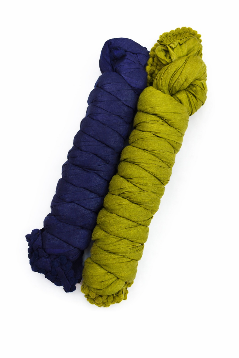 Pure Cotton Plain Dupatta Mhendi Green&Navy Blue