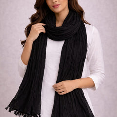 Chinon Shining Dupatta | Soft Silk Feel Plain Dupatta with Tassels | Party & Festive Wear Dupatta