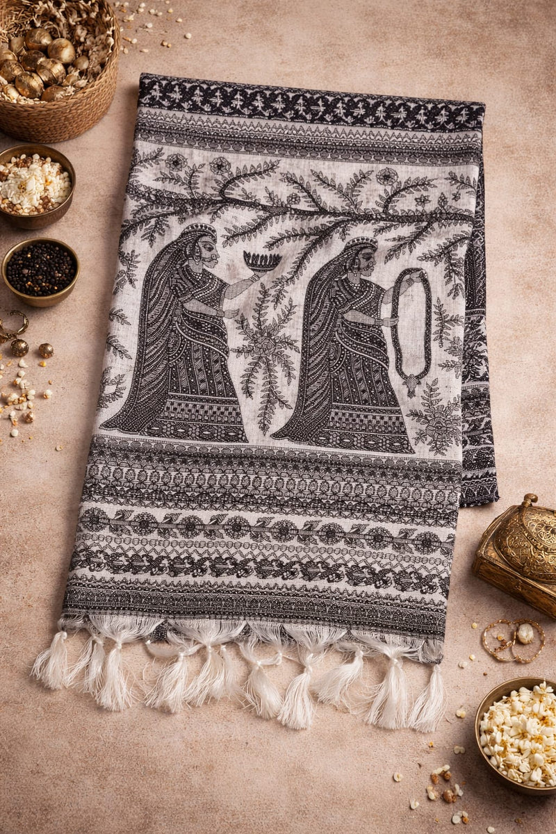 Kalamkari Printed Art Silk Dupatta for Women