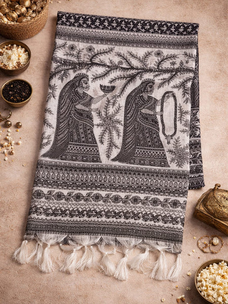 Kalamkari Printed Art Silk Dupatta for Women