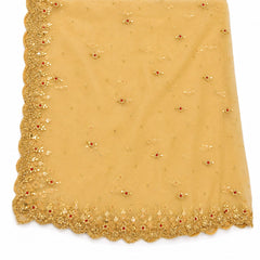 Golden Net Bridal Dupatta with Heavy Embroidery, Stone & Sequins Work