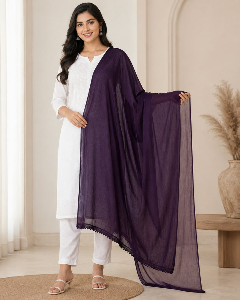 Women's Purple Chiffon Dupatta
