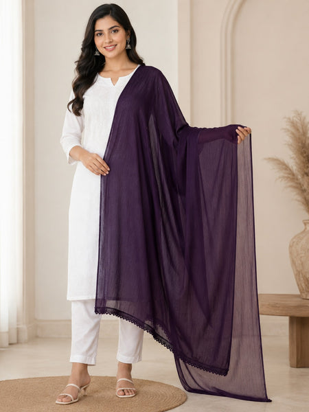 Women's Purple Chiffon Dupatta