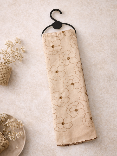 Elegant Thread Embroidered Scarf with Fine Floral Motifs and Soft Finish