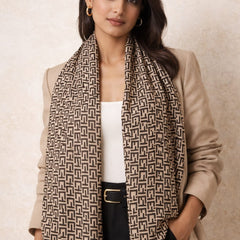 Premium Silk Printed Monogram Scarf for Women