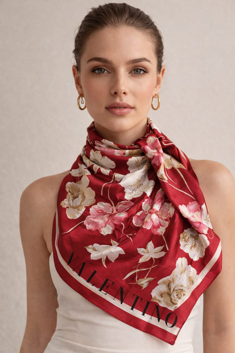 Premium Silk Printed Square Scarf for Women