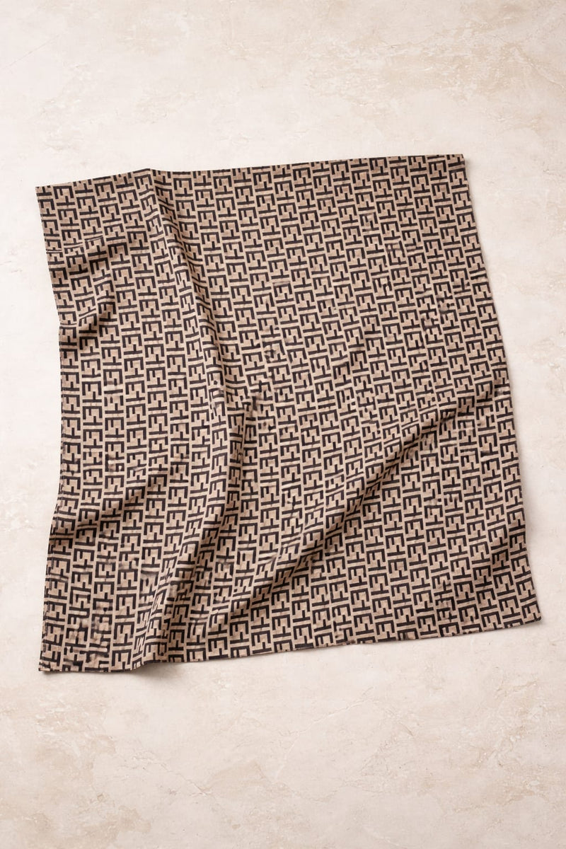 Premium Silk Printed Monogram Scarf for Women