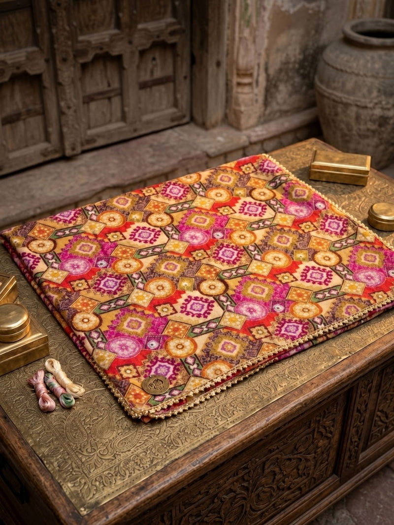 Chanderi Silk Rajwadi Printed Dupatta with Sequin Work & Decorative Border