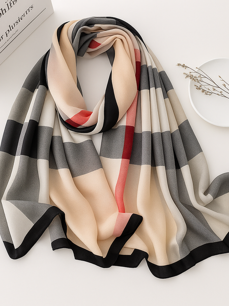 Cotton Scarf for Women – Soft Check Printed Lightweight Fashion Stole