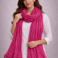 Chinon Shining Dupatta | Soft Silk Feel Plain Dupatta with Tassels | Party & Festive Wear Dupatta