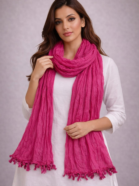 Chinon Shining Dupatta | Soft Silk Feel Plain Dupatta with Tassels | Party & Festive Wear Dupatta
