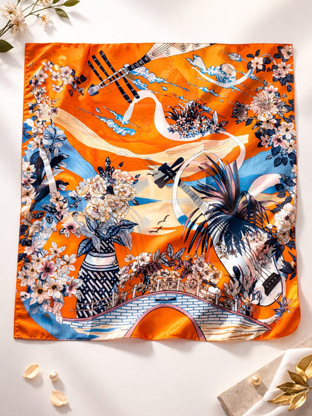 Premium Silk Printed Square Scarf for Women