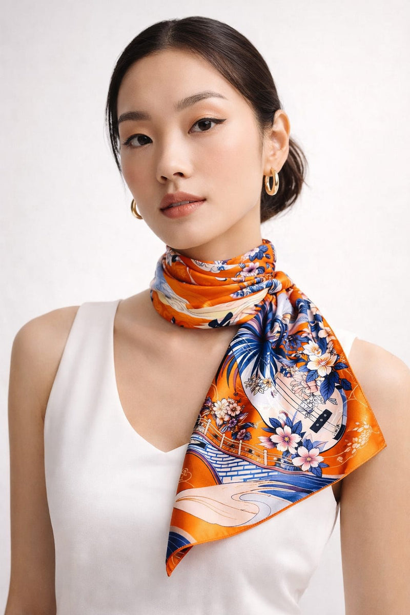 Premium Silk Printed Square Scarf for Women