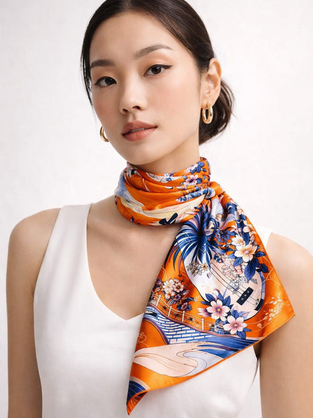 Premium Silk Printed Square Scarf for Women