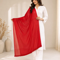 Women's Red Chiffon Dupatta