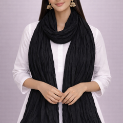 Pure Cotton Plain Dupatta Black&White