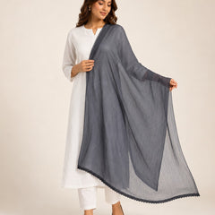 Women's Dark Grey Chiffon Dupatta