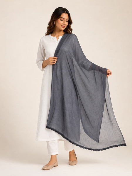 Women's Dark Grey Chiffon Dupatta