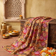 Chanderi Silk Rajwadi Printed Dupatta with Sequin Work & Decorative Border
