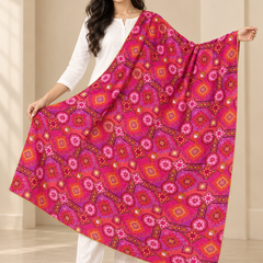 Chanderi Silk Rajwadi Printed Dupatta with Sequin Work & Decorative Border