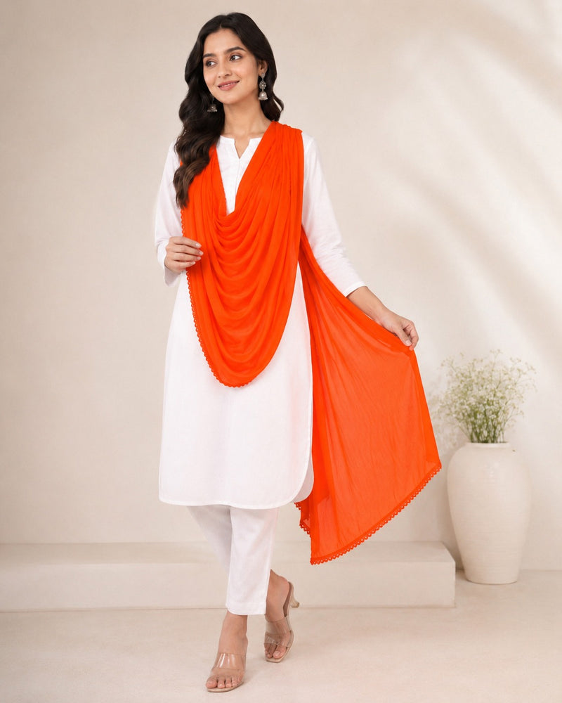 Women's Orange Chiffon Dupatta