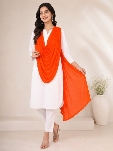 Women's Orange Chiffon Dupatta