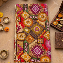 Chanderi Silk Rajwadi Printed Dupatta with Sequin Work & Decorative Border