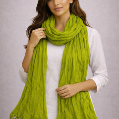 Chinon Shining Dupatta | Soft Silk Feel Plain Dupatta with Tassels | Party & Festive Wear Dupatta