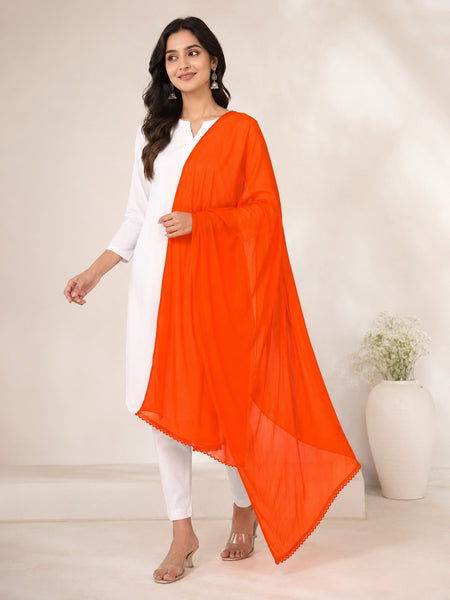 Women's Orange Chiffon Dupatta