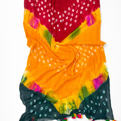 Chiffon Multicolor Bandhani Printed Dupatta
