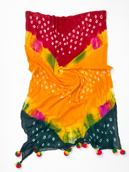 Chiffon Multicolor Bandhani Printed Dupatta