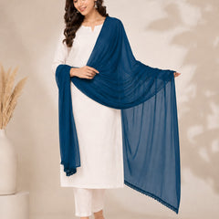 Women's Peacock Blue Chiffon Dupatta