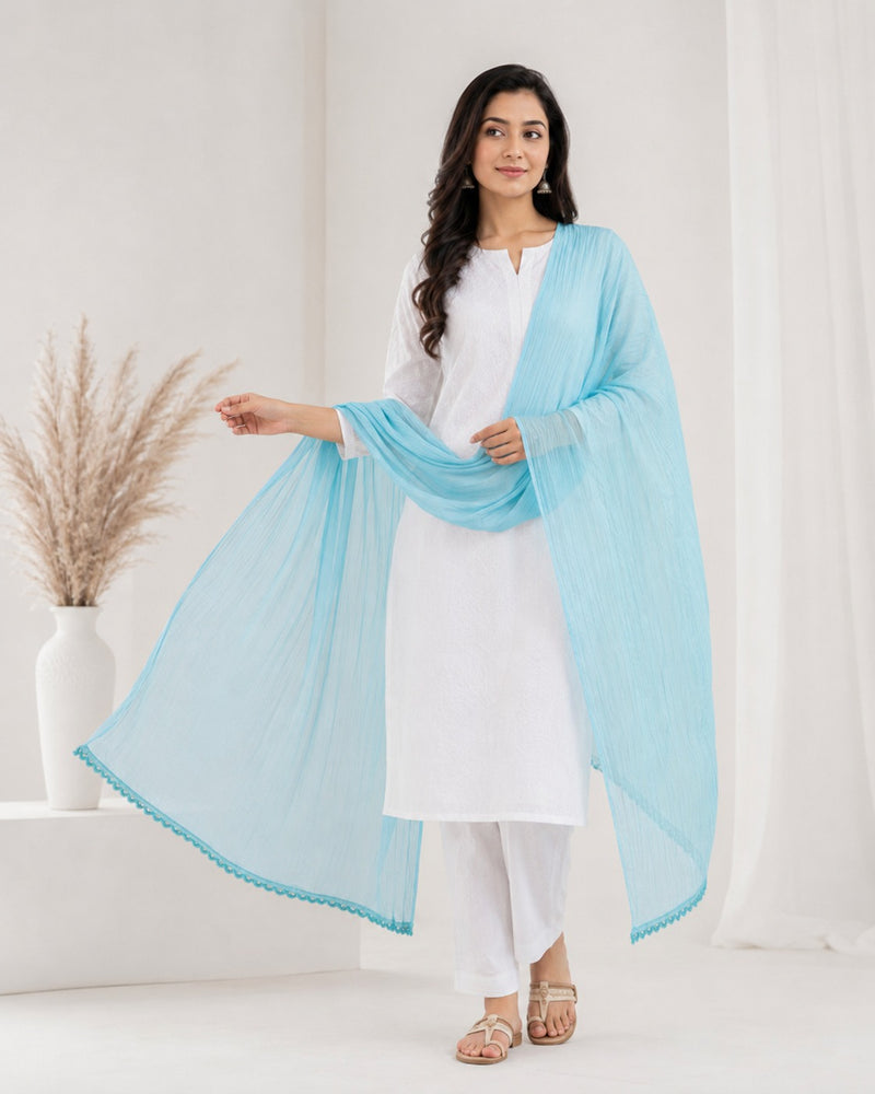 Women's Sky Blue Chiffon Dupatta