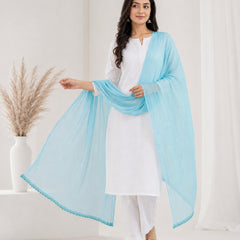 Women's Sky Blue Chiffon Dupatta