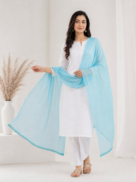 Women's Sky Blue Chiffon Dupatta