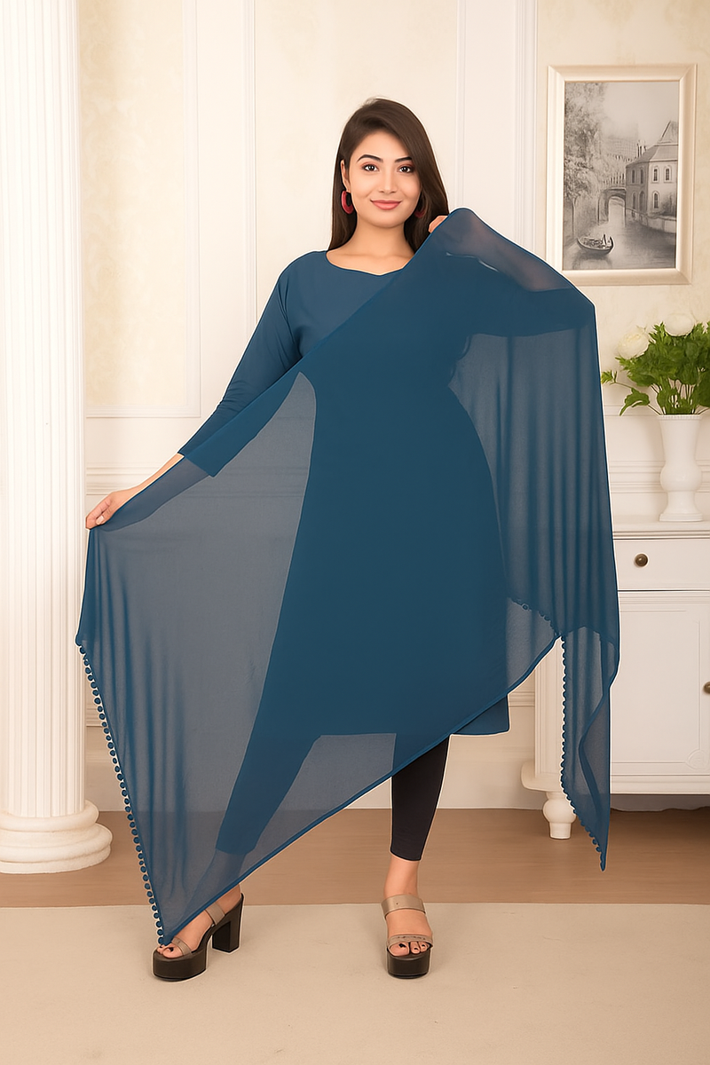 Elegant Plain Chiffon Dupatta for Women – Lightweight, Soft & Flowing Fabric – Perfect for Daily Wear, Festive & Ethnic Outfits