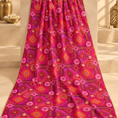 Chanderi Silk Rajwadi Printed Dupatta with Sequin Work & Decorative Border