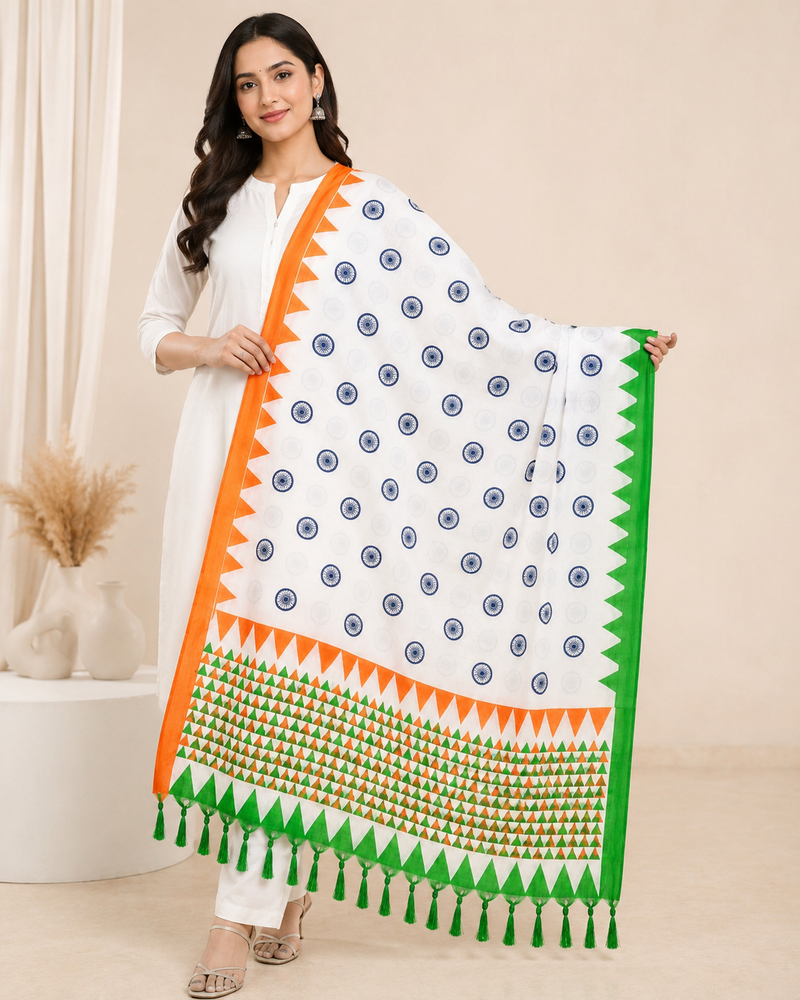 Tricolor Printed Dupatta for Women
