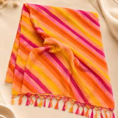 Women’s Art Silk Multicolor Leheriya Printed Dupatta with Tassels