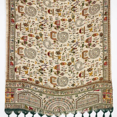 Women’s Art Silk Kalamkari Printed Dupatta with Traditional Border and Tassels