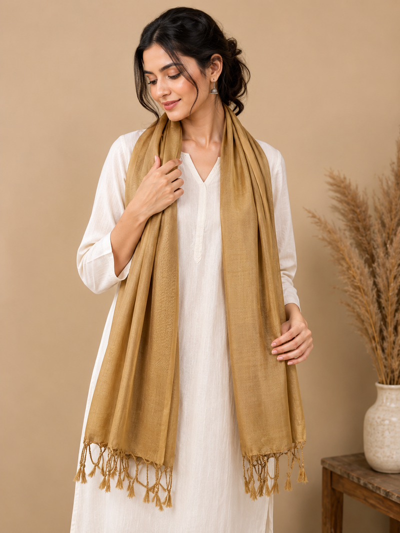 Women’s Cotton Summer Stole Combo Pack of 2 | Soft Lightweight Solid Stoles with Tassels | Daily Wear