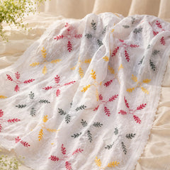 Women's White Cotton Thread Work Embroidered Dupatta