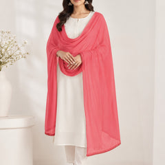 Women's Coral Pink Chiffon Dupatta