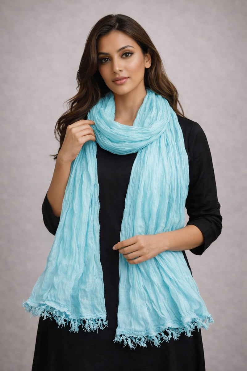 Chinon Shining Dupatta | Soft Silk Feel Plain Dupatta with Tassels | Party & Festive Wear Dupatta